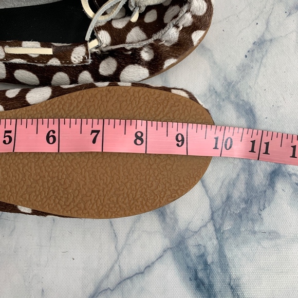 Boden Pony hair White & Brown Spotted Moccasins 9 - Picture 8 of 8